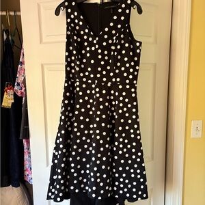 White House Black Market Black Dress with White Dots